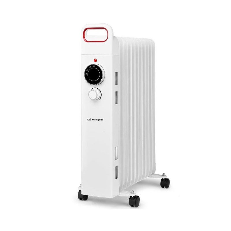 Radiatore A Olio Orbegozo RN 2500, 11 Elementi, 2500W, Termostato, Rotelle E Raccordi, Nero