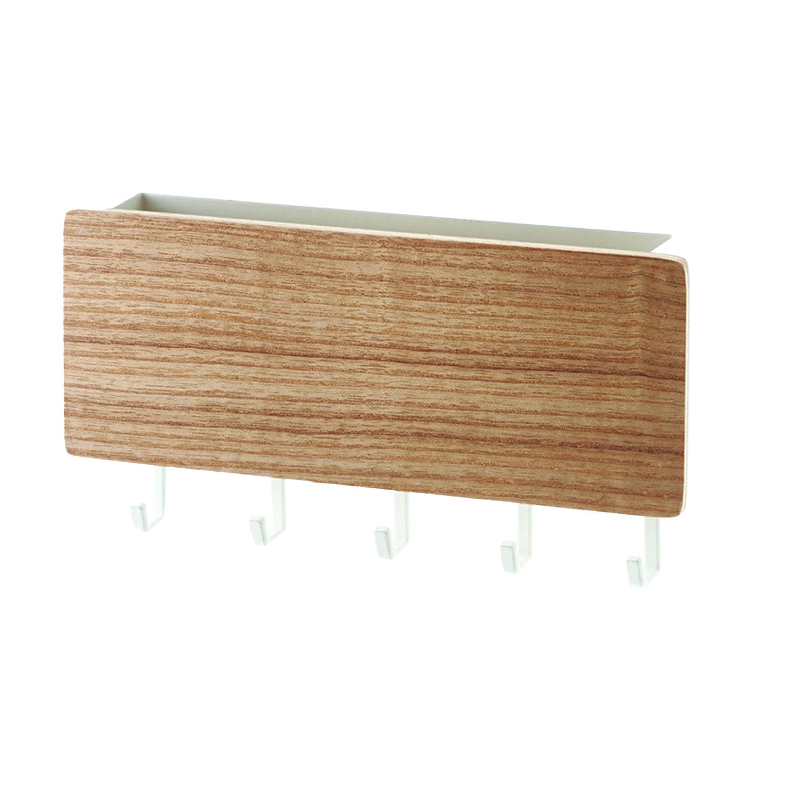 Suporte de chaves mural 5 ganchos sem perfuração organizador de correspondência madeira ABS 18x10x3 cm – ComfortXL