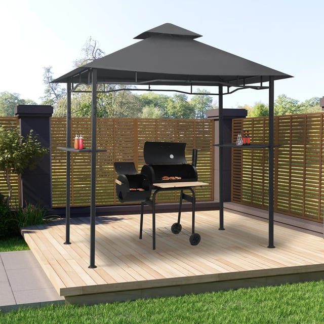 Gazebo da Giardino | Gazebo da Esterno per Barbecue 240x150x255 cm Antracite in Acciaio CFW64366