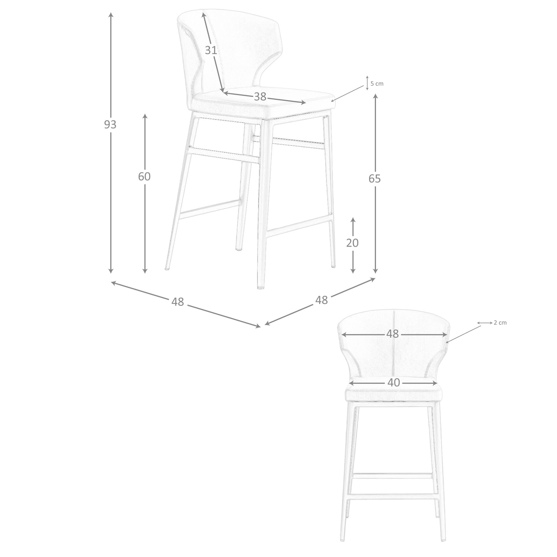 ANGEL CERDA Tabouret en similicuir vison foncé - 8