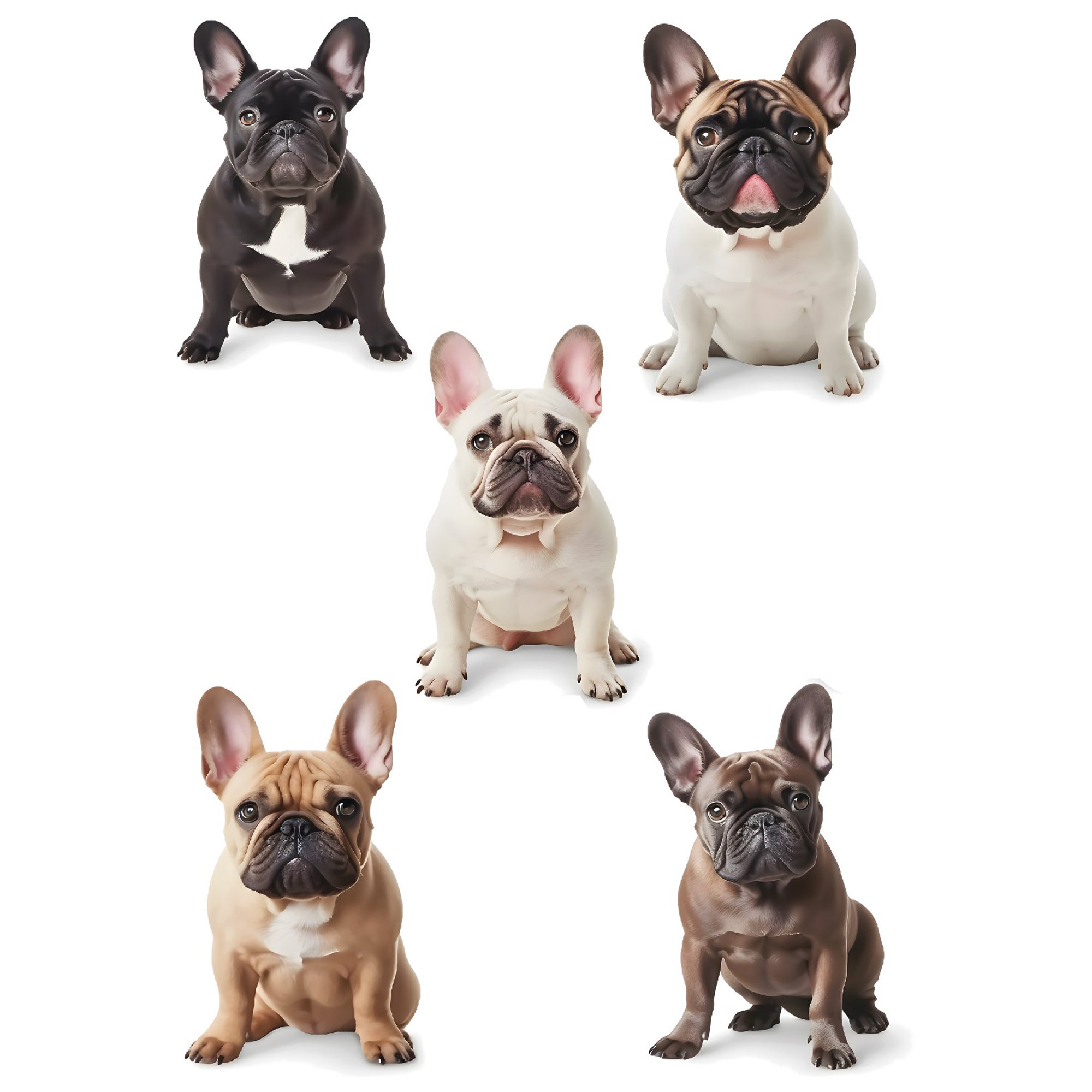 Sticker adesivi murali, cani bulldog francesi, seduti, troppo