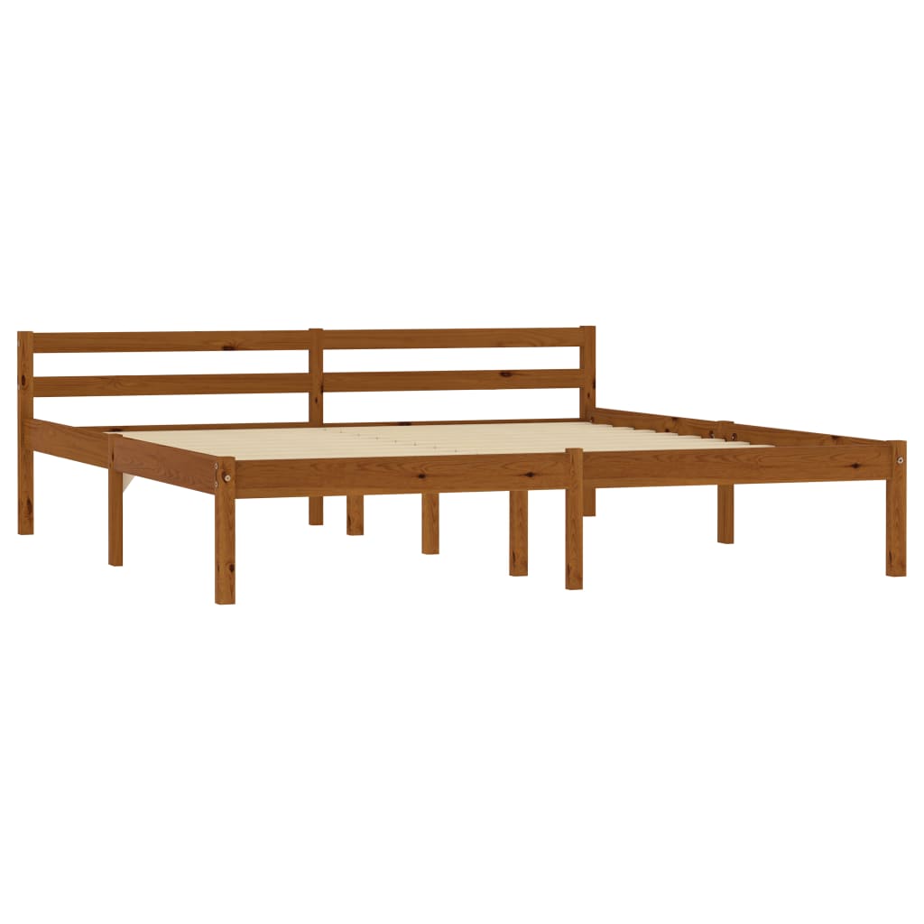 Cadre de lit sans matelas marron miel 160 x 200 cm bois de pin massif - 2