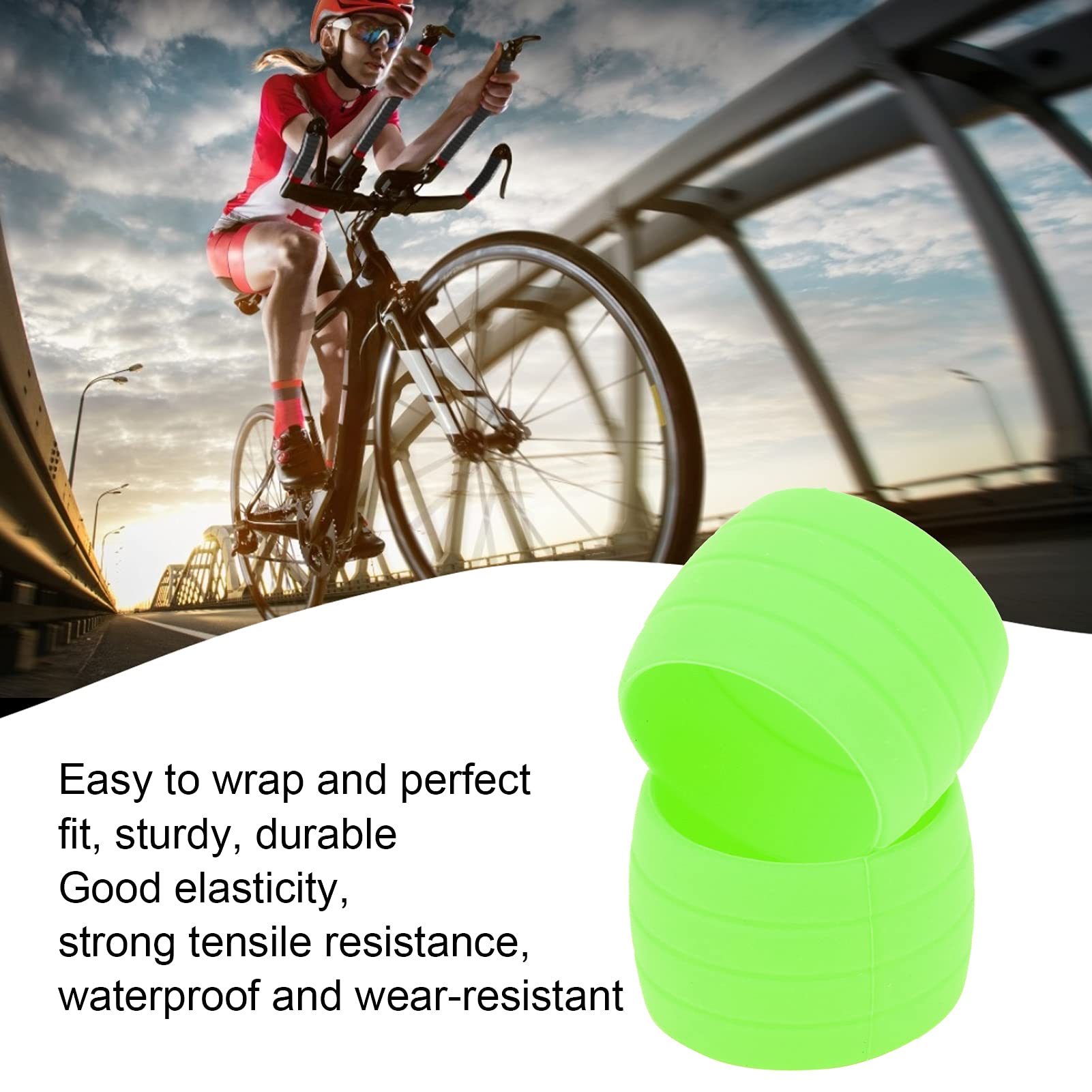 Anel de fixação elástico de silicone para bicicleta, anel anti-salto, alças para fita de barra de bicicleta de estrada (verde) - 3