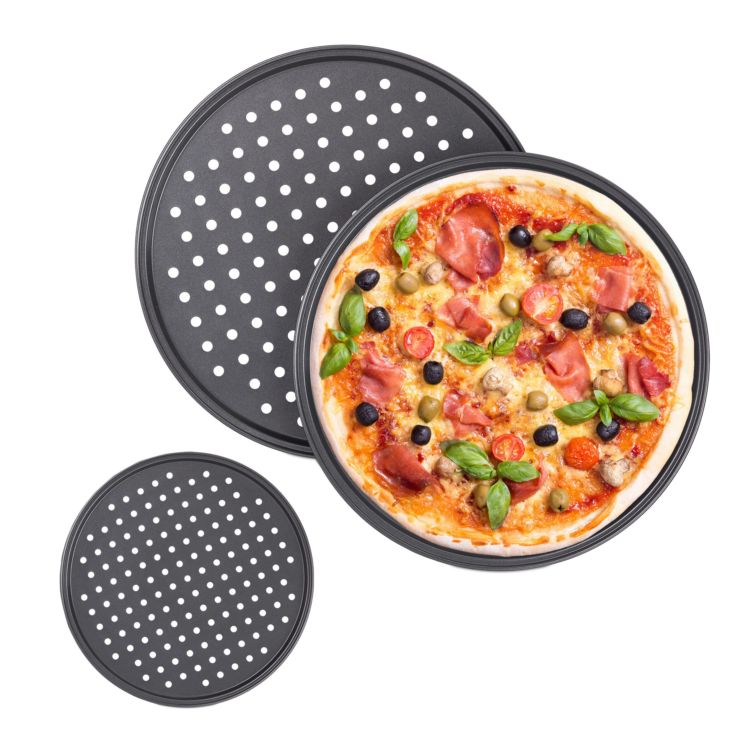 Pelle à Pizza Ronde Perforée - Manche En Bois 16 Pouces, Aluminium, Antidérapante