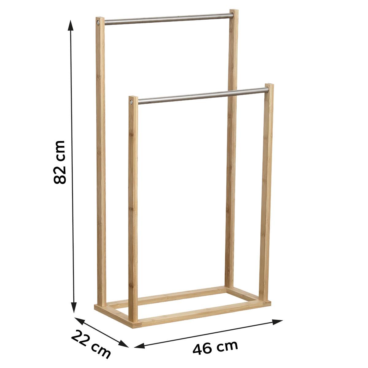 Porte serviettes 2 barres metal - bambou - Tendance - 3