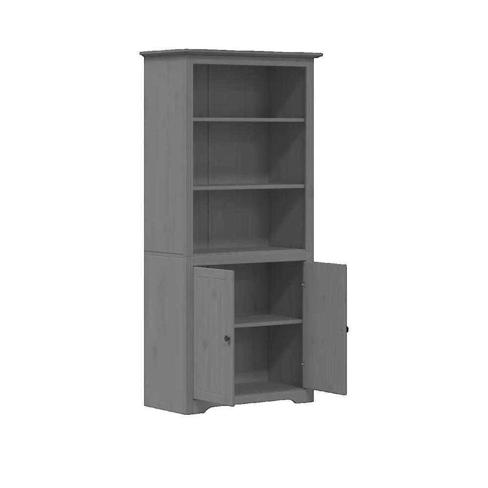Biblioteczka vidaXL BODO z litego drewna sosnowego szara 82x40x173 cm z metalowymi drzwiami