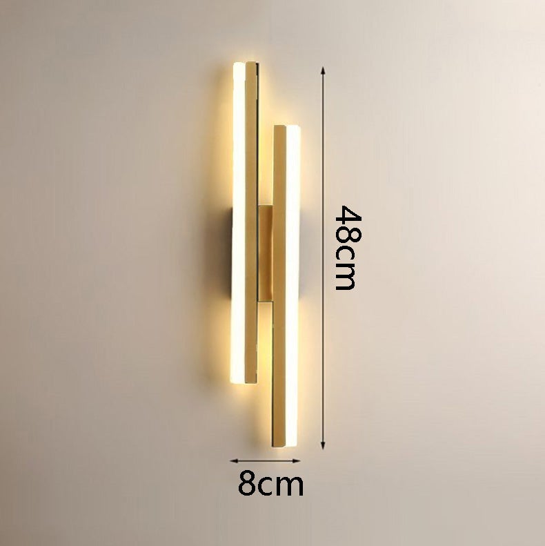Applique a LED lunga e semplice, applique da parete minimalista per interni, oro, 48 cm, luce calda - 2