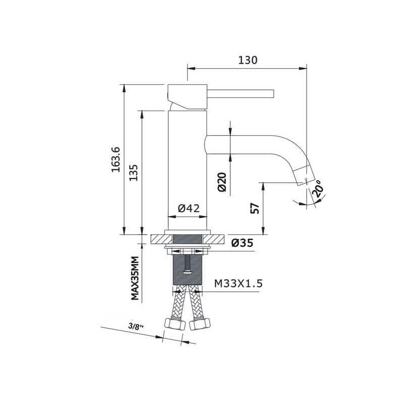 Robinet Mitigeur Lavabo - Noir mat - Circle - 2
