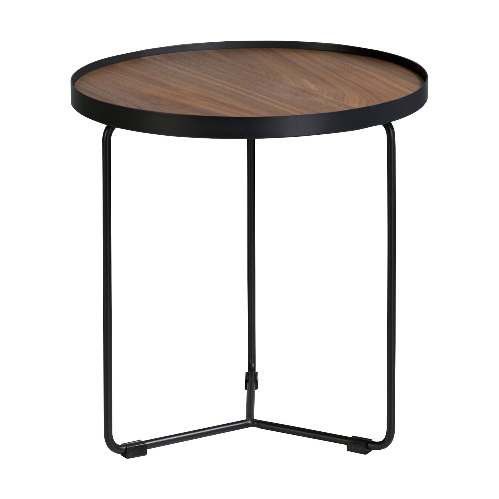 ANGEL CERDA Table d'angle ronde en noyer et acier noir - 3