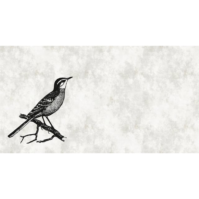 Papier peint panoramique noir, beige et gris Tapisserie panoramique vintage motif oiseau Papier peint panoramique pour chambre