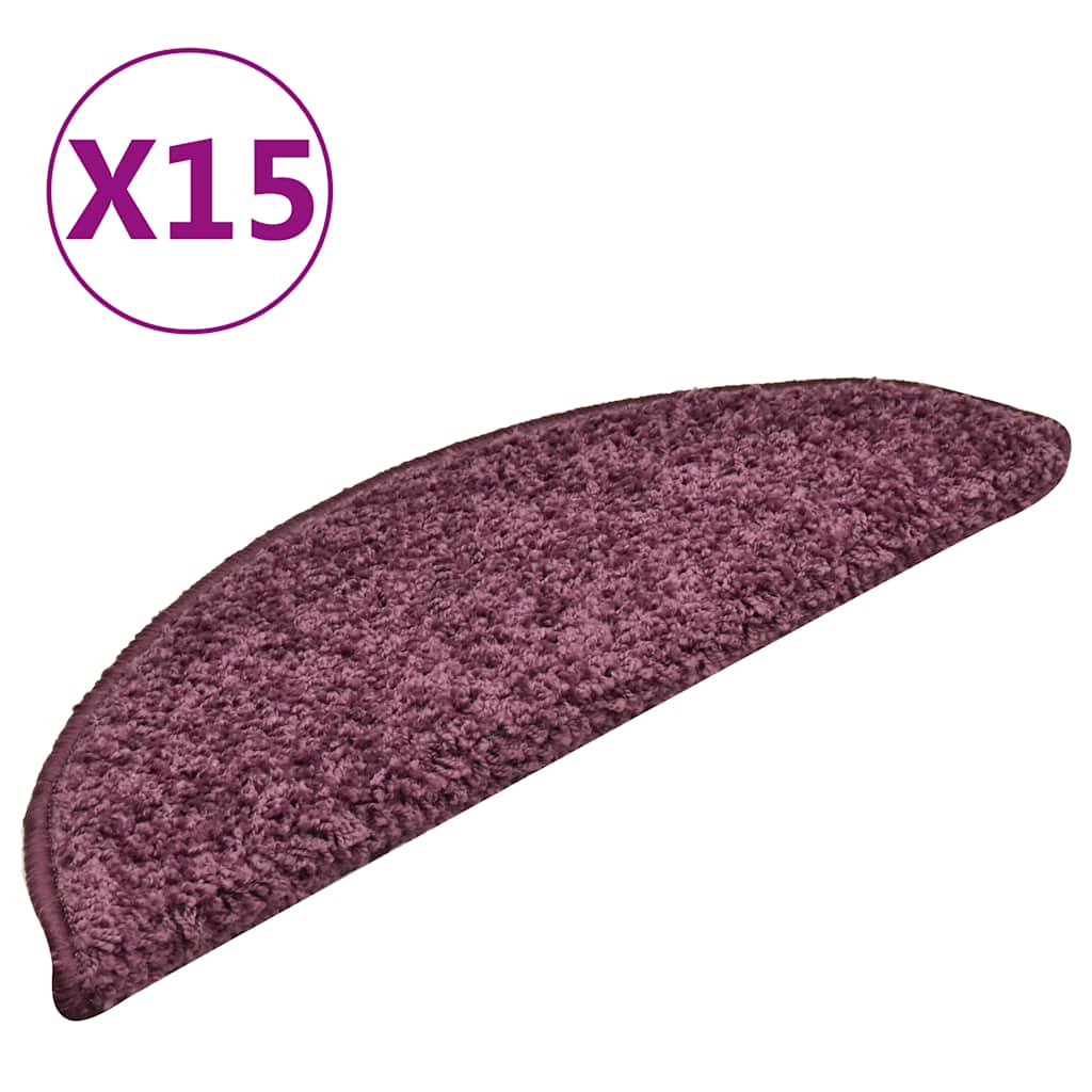 Maty na schody 15 szt. 56x17x3 cm Ciemnofioletowe półokrągłe vidaXL