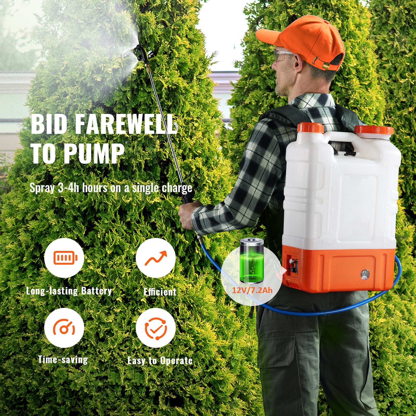 Pulvérisateur à dos SucceBuy 15 L pour jardinage, 0‑94 PSI, pulvérisation facile, confort maximal pour un usage prolongé - 5
