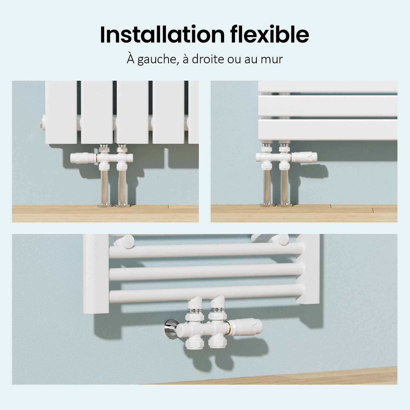 Kit válvula termostática radiador para baño – Válvula de radiador Blanca – Compatible tubos 16mm - 3