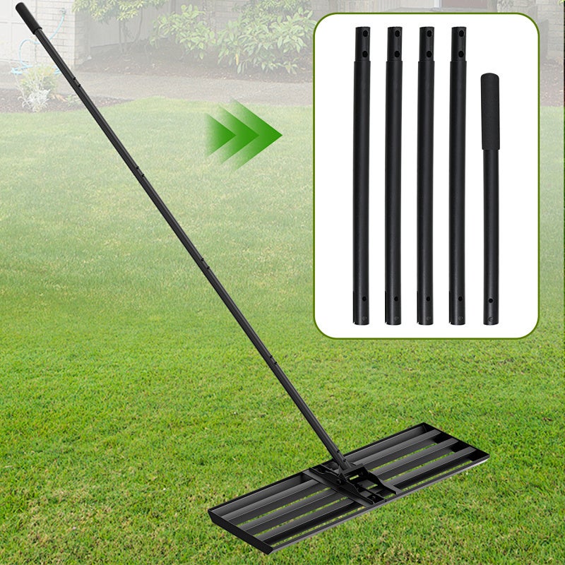 Rasqueta para césped 75 x 25 cm con mango de acero para nivelación del césped