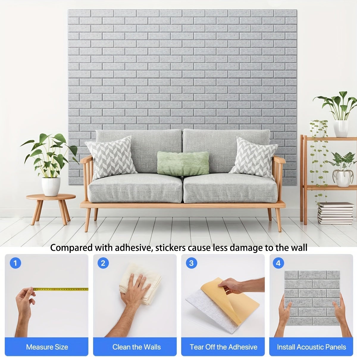 12 Paneles AcúSticos Adhesivos 3d, Efecto Reductor De Ruido, 30x30cm, Aptos Para Hogares Y Estudios, Pegatinas Decorativas Para Pared - Gris - 7