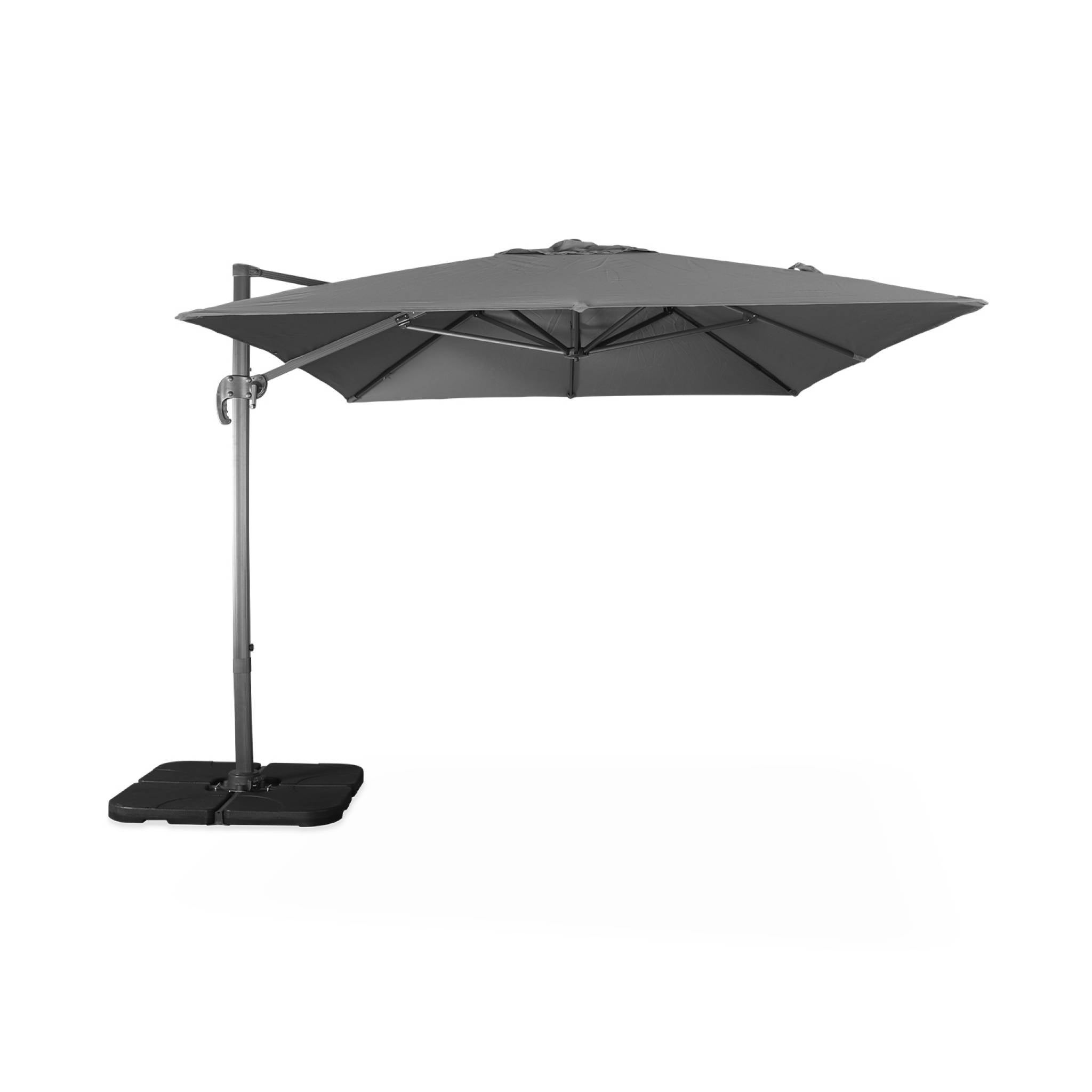 Parasol déporté rectangulaire gris 3x4m + dalles à lester 50x50cm WIMEREUX + DALLES 50X50CM - 4