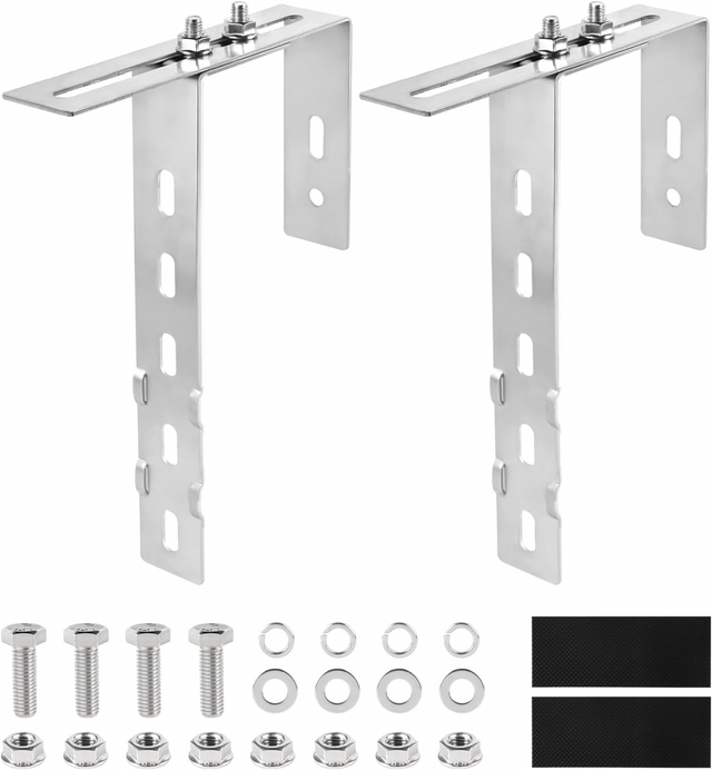 2x Crochets de fixation pour panneaux solaires, Support de balcon réglable 6–18 cm en acier inoxydable 304 Support pour balcon photovoltaïque