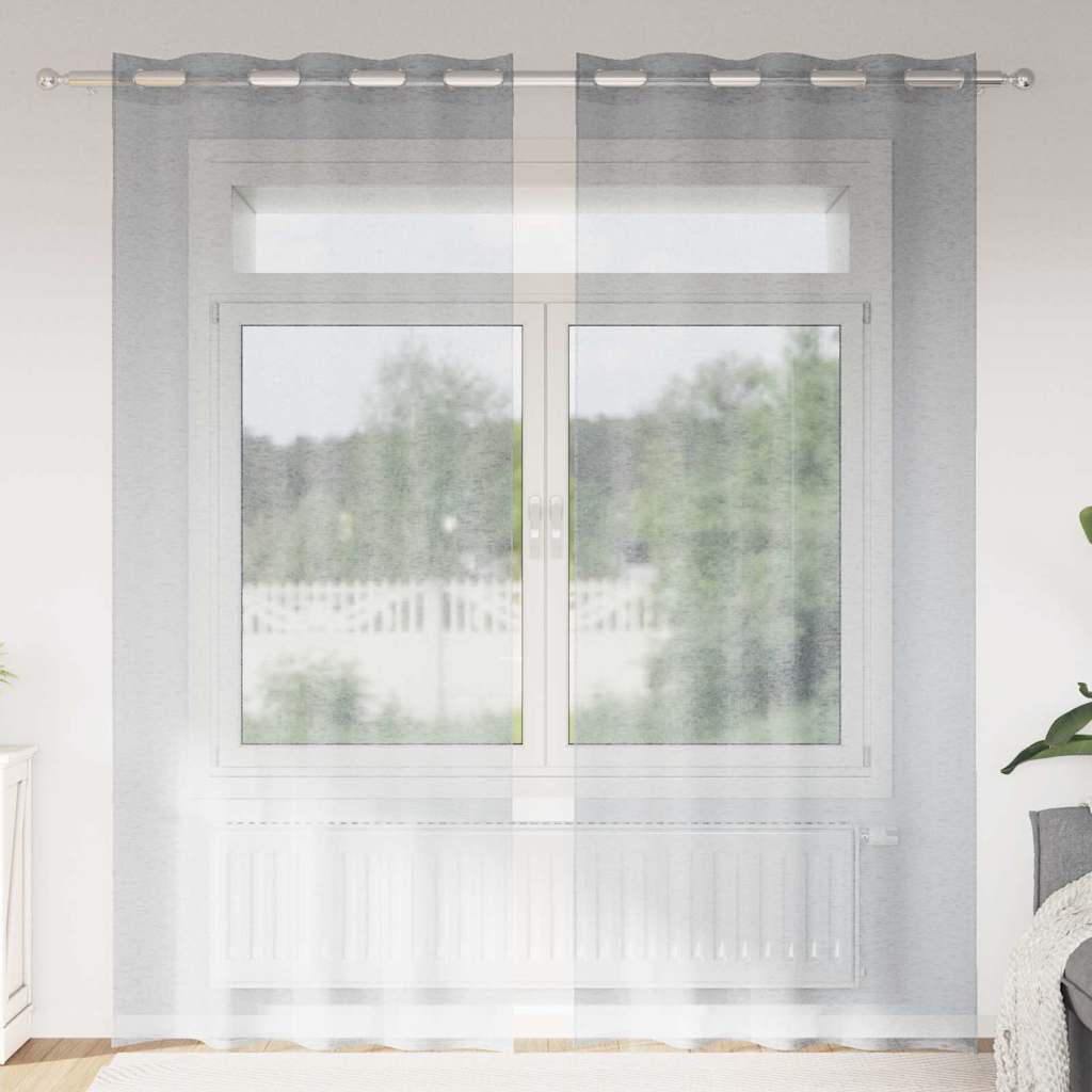 Firany Voile 2 pcs Ciemnoszary 260 x 140 cm Poliester vidaXL