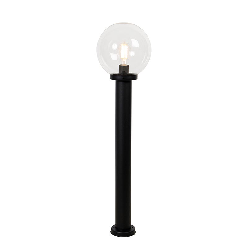Stojąca lampa zewnętrzna czarna z przezroczystym kloszem 100 cm IP44 - Sfera