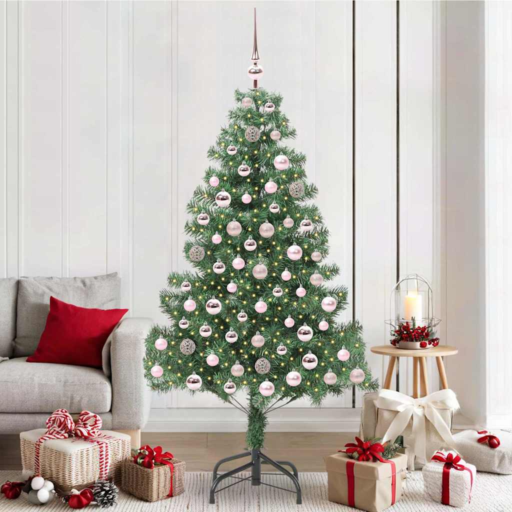 Árbol de Navidad con 300 LED con soporte Verde 210 cm PVC | Leroy Merlin