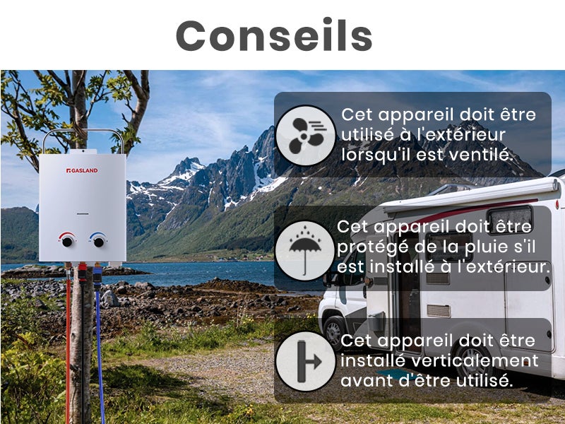 GASLAND AS132-DE Chauffe-eau Gaz portables A+ 5L/min Chauffe-eau instantanés au gaz propane/butane 50mbar - 7