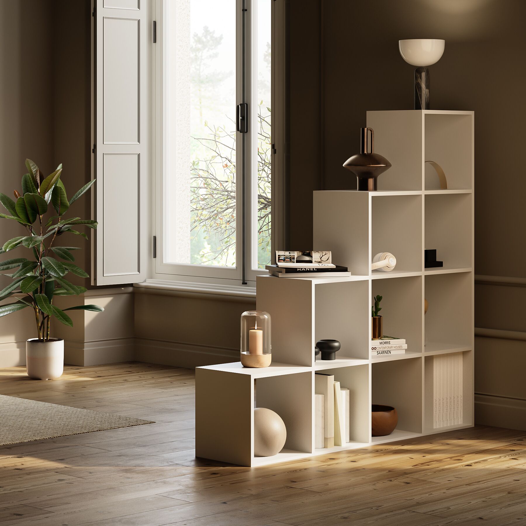 Libreria in truciolare con 10 scomparti aperti e design a cubi TECTAKE - 2