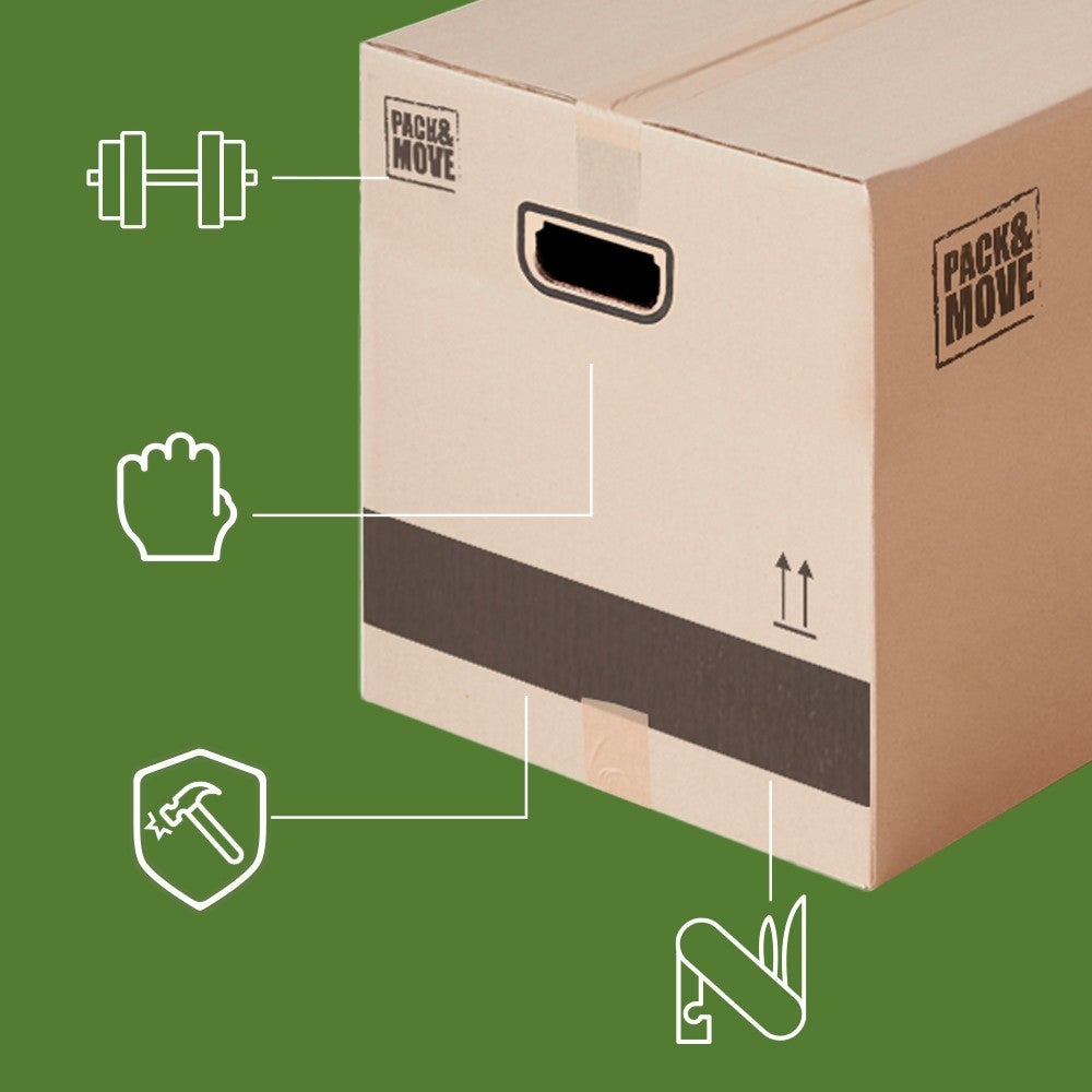Pack and Move - Lot 60 cartons déménagement XL - 80 x 40 x 40 cm - Poignées renforcées - 3 adhésifs offerts - 4