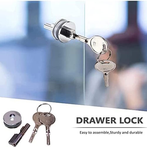 4 Pezzi Serratura Per Vetro, Blocco Per Porta Vetrinetta, Serrature Per Vetrina 5-8mm (0,2-0,31") Senza Perforazione Con 8 Chiavi