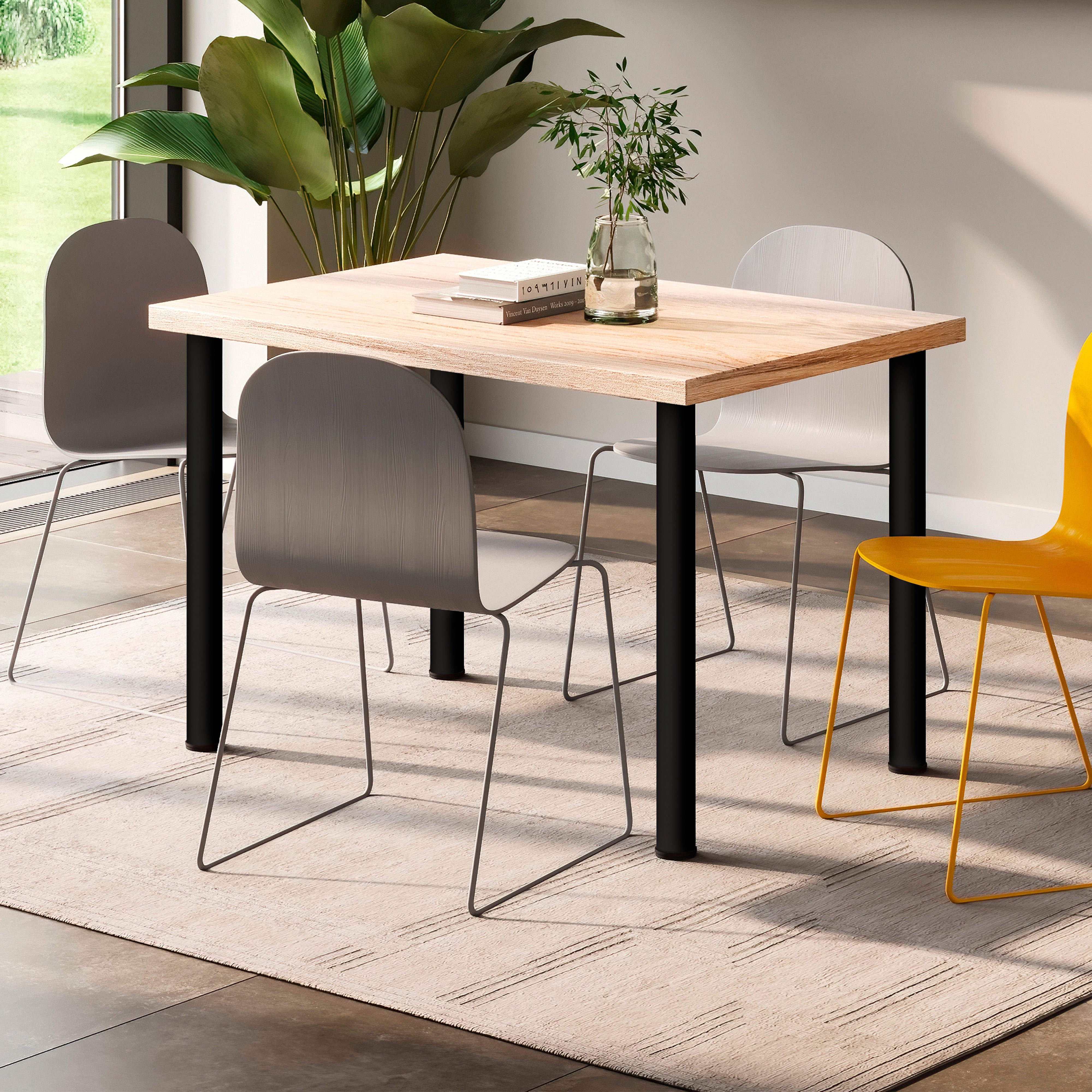 Emuca Lot de 4 pieds de table, diamètre 60mm, H 710mm, Acier, Peint en noir - 3