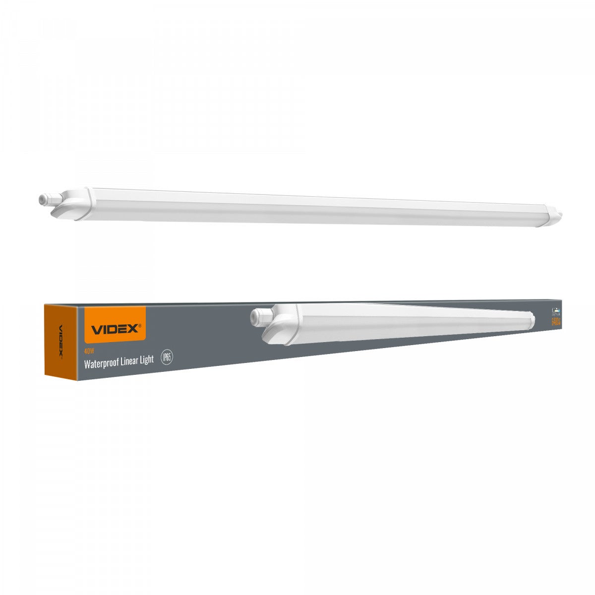 Lampa do garażu piwnicy LED 40W 5000KK 6400lm metal biała wym:6,3x126,5x5cm IP65 Videx