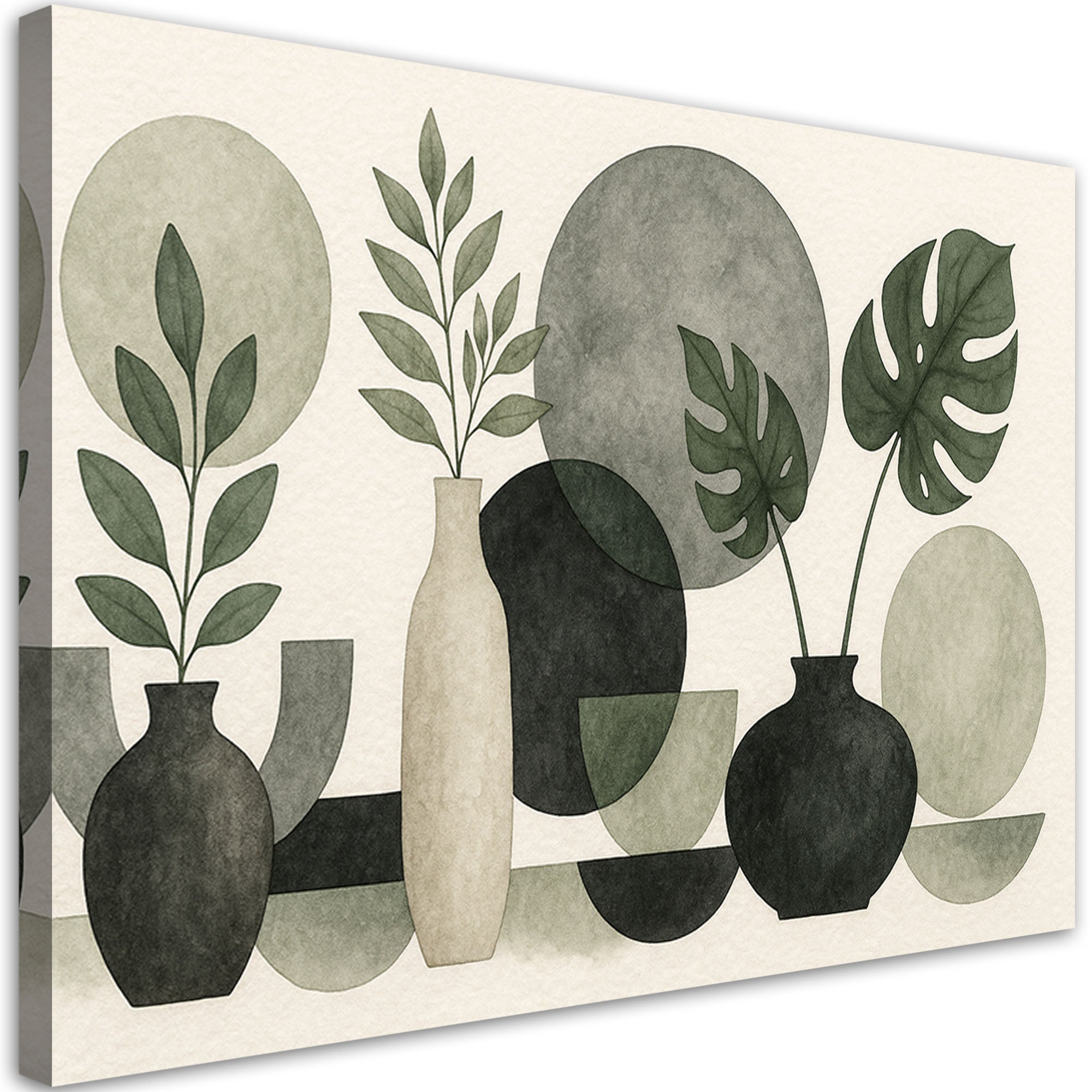Obraz do salonu, Kwiaty Liście Minimalizm Zieleń Natura 90x60