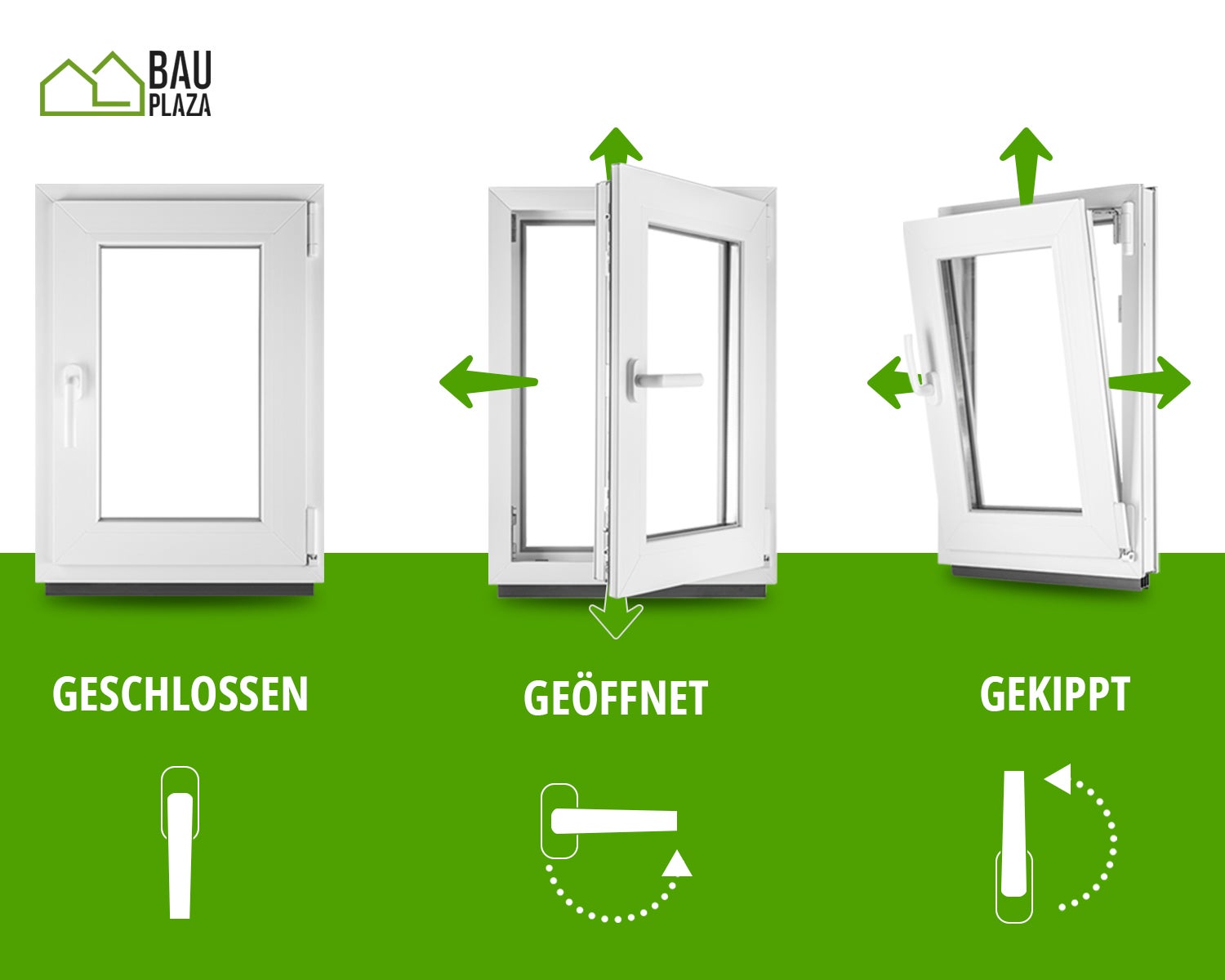 BauPlaza - Fenêtre PVC 40 x 50 cm d'ouverture Droite double vitrage Toutes les tailles blanc Largeur x Hauteur 400 x 500 mm Oscillo-battant - 4