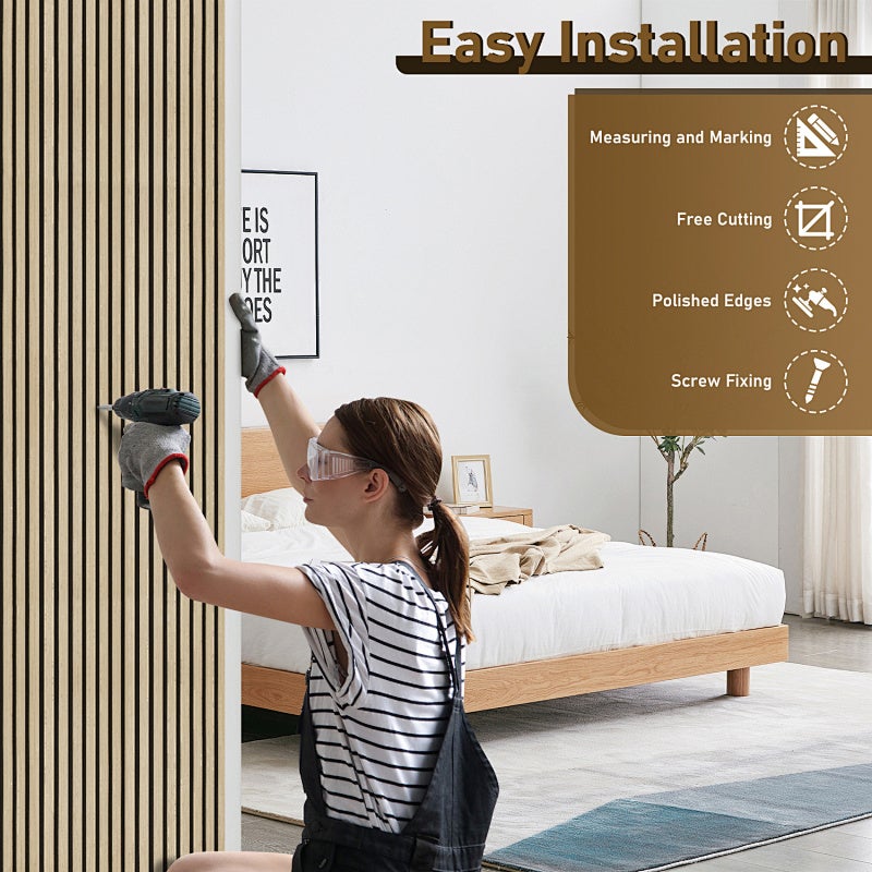 2x bois Panneaux acoustiques en bois 120*60*2,1 cm Panneaux en bambou, panneaux muraux 3D Revêtement mural en bois véritable - 2
