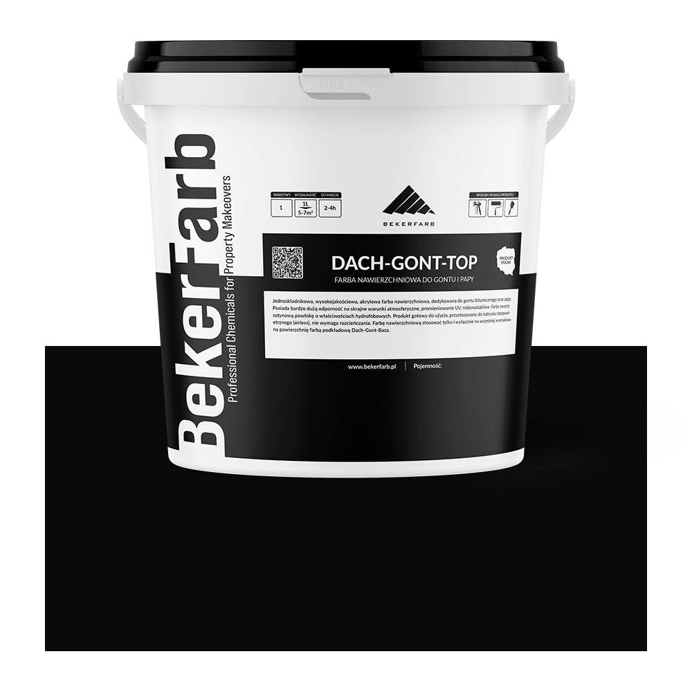 Nawierzchniowa Farba na Dach do Gontu i Papy - Czarny 10L