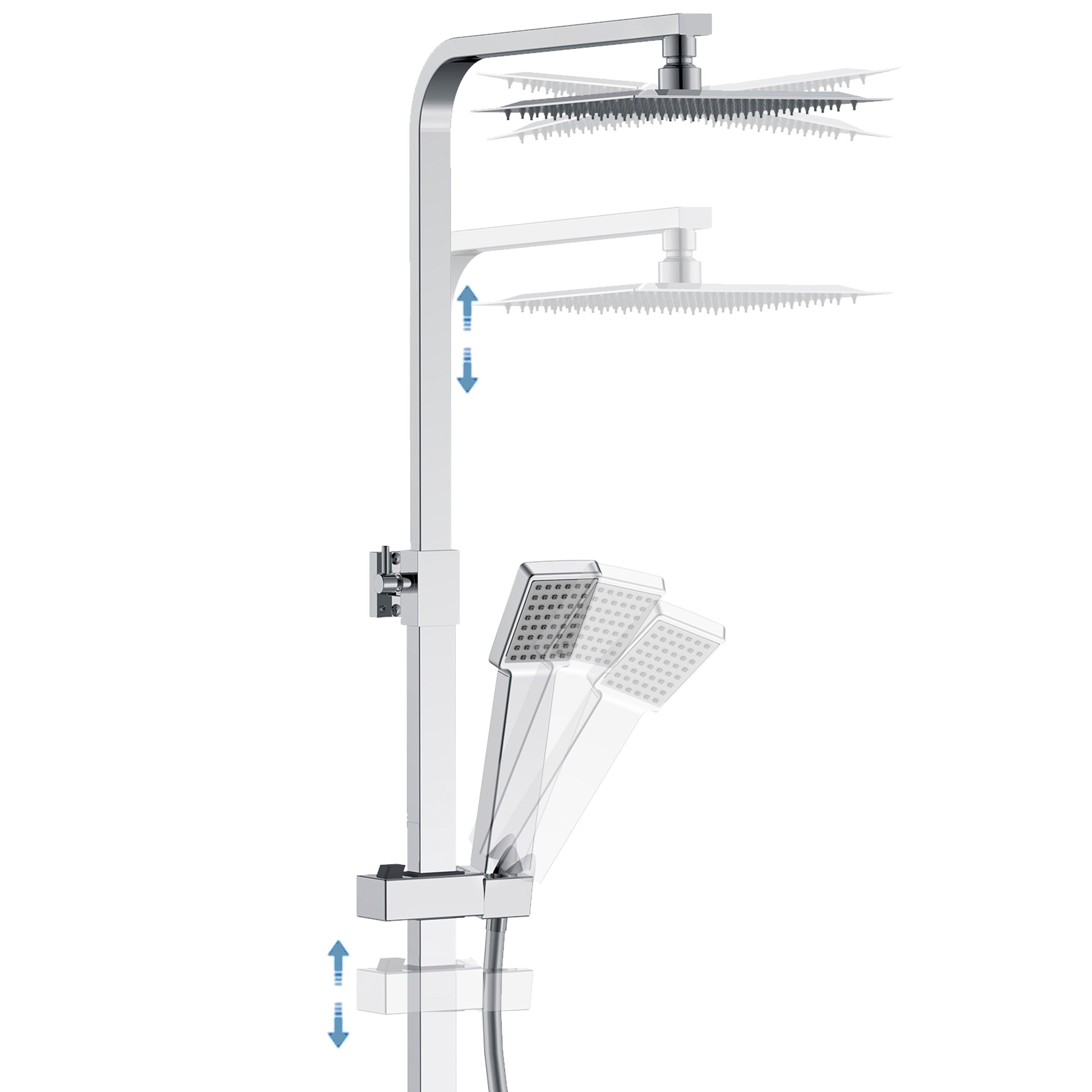 Aica Columna Ducha Termostato Cuadrado 730-1150mm Ducha Lluvia para Baño - 3