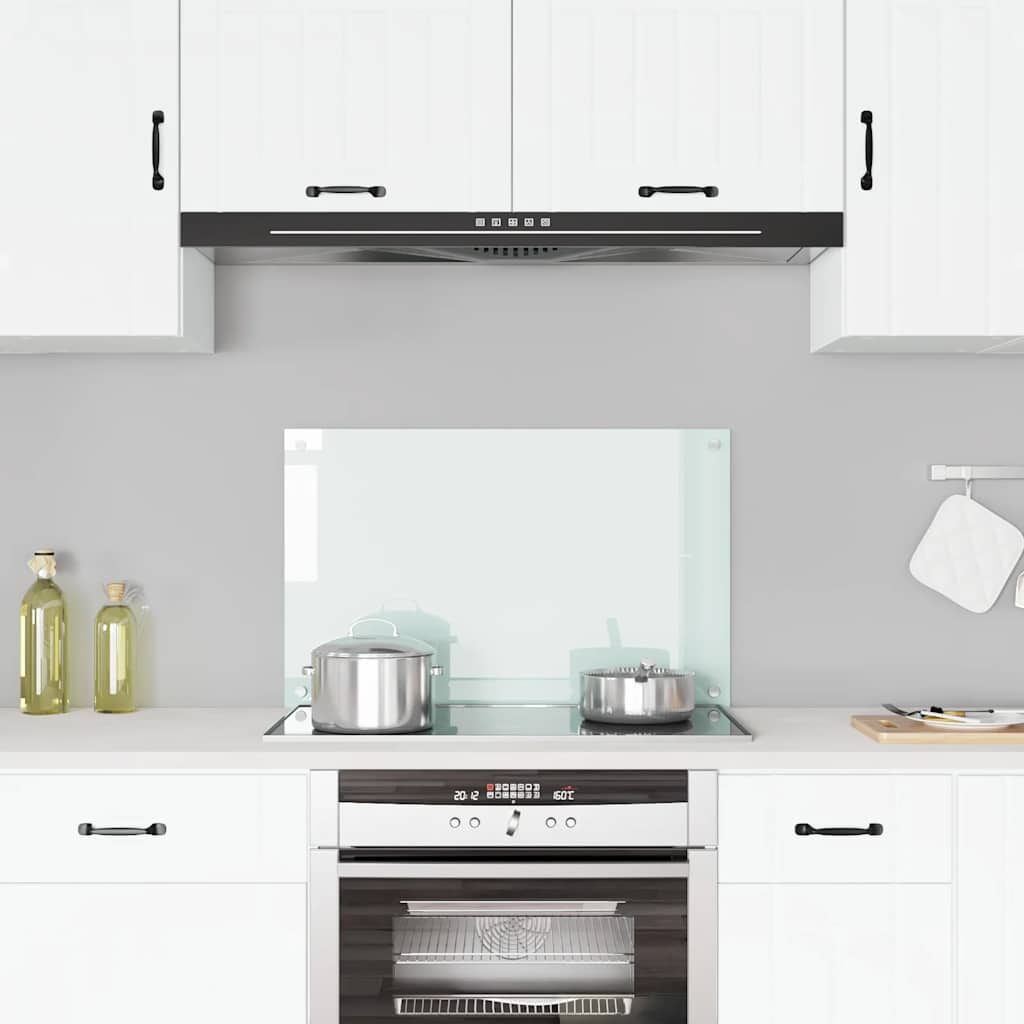 Vidaxl Protección Salpicaduras Cocina Vidrio Templado Color Leche 80X50 Cm Blanco , Leroy Merlin