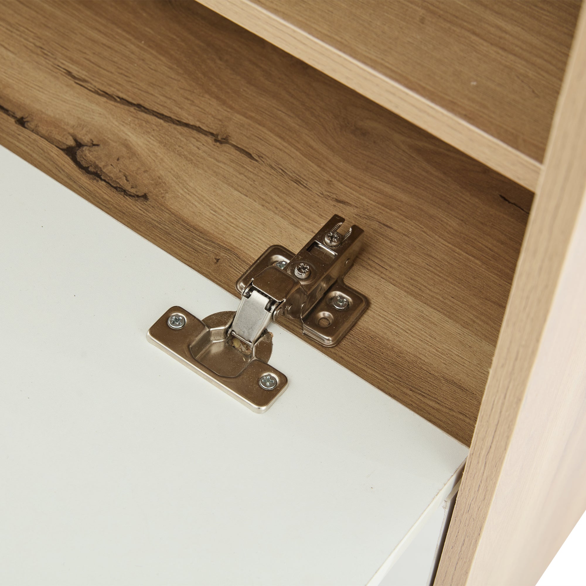 Meuble d'Entrée avec Miroir, Tiroir et 2 Abattants , Surface avec Éclairage , 100x38,5x190 cm , Blanc - 8