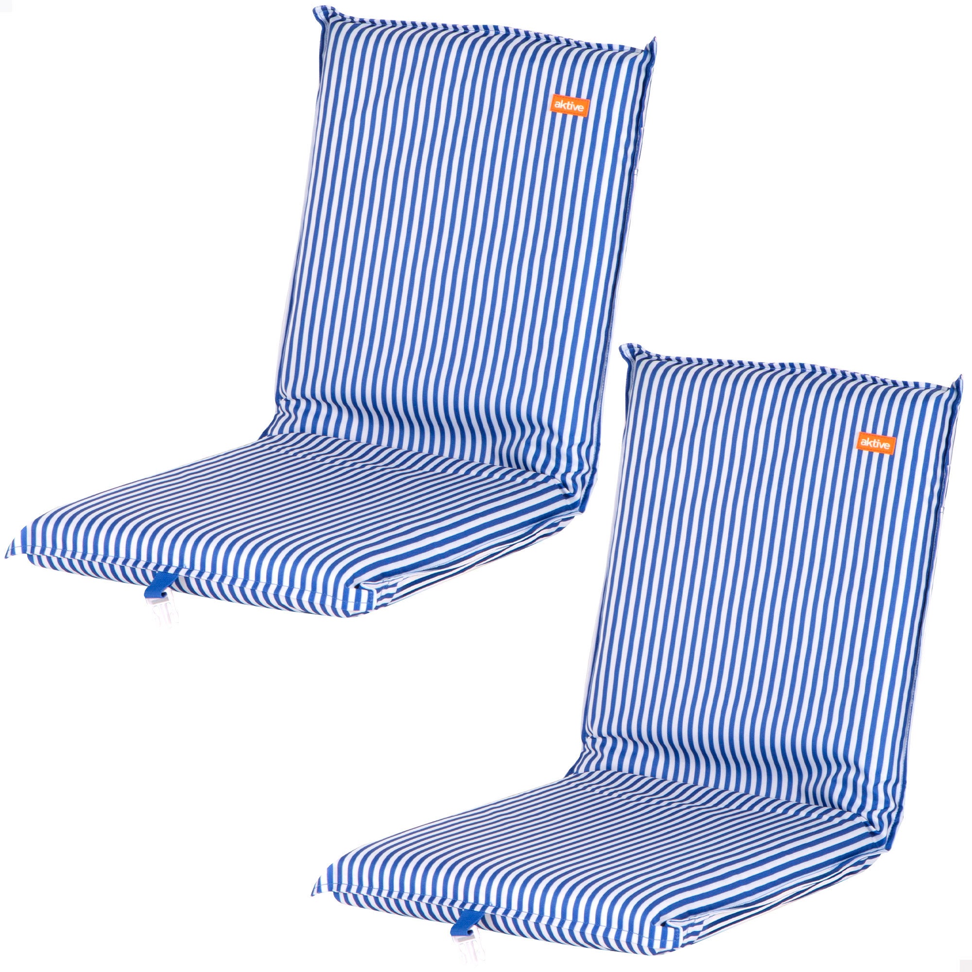 Aktive pack 2 asientos playa bajos multiposición 40x48x56 cm rayas azules con bolsillo trasero