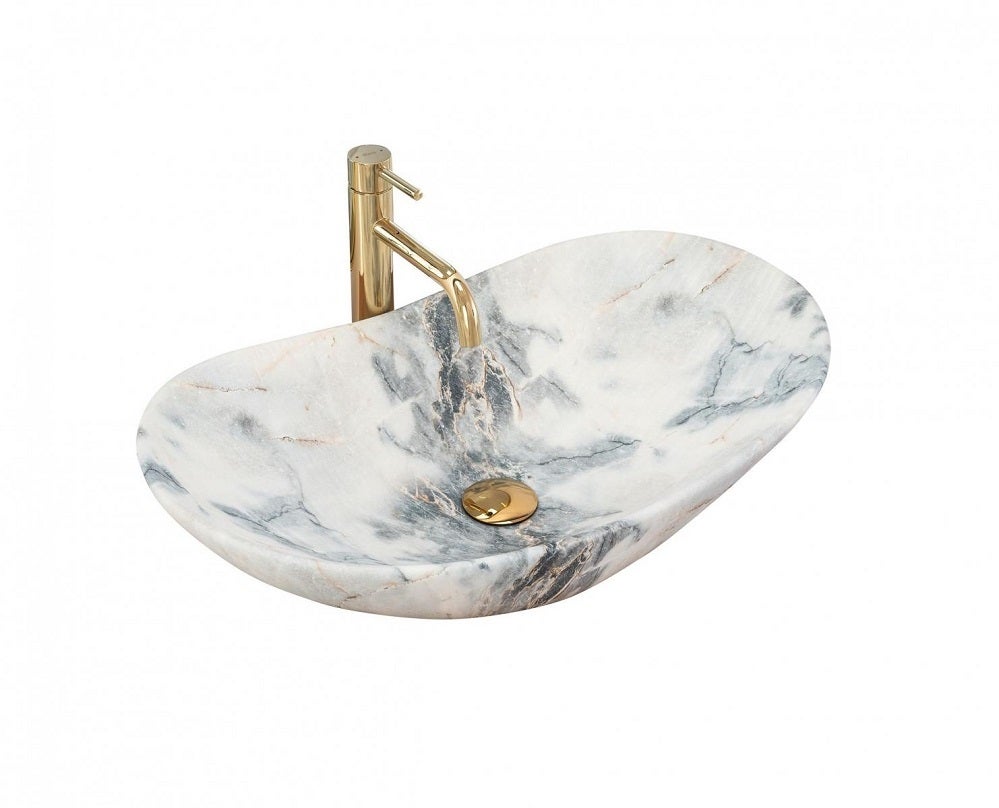 Umywalka Nablatowa Rea Royal Granit Biały 62 X 36