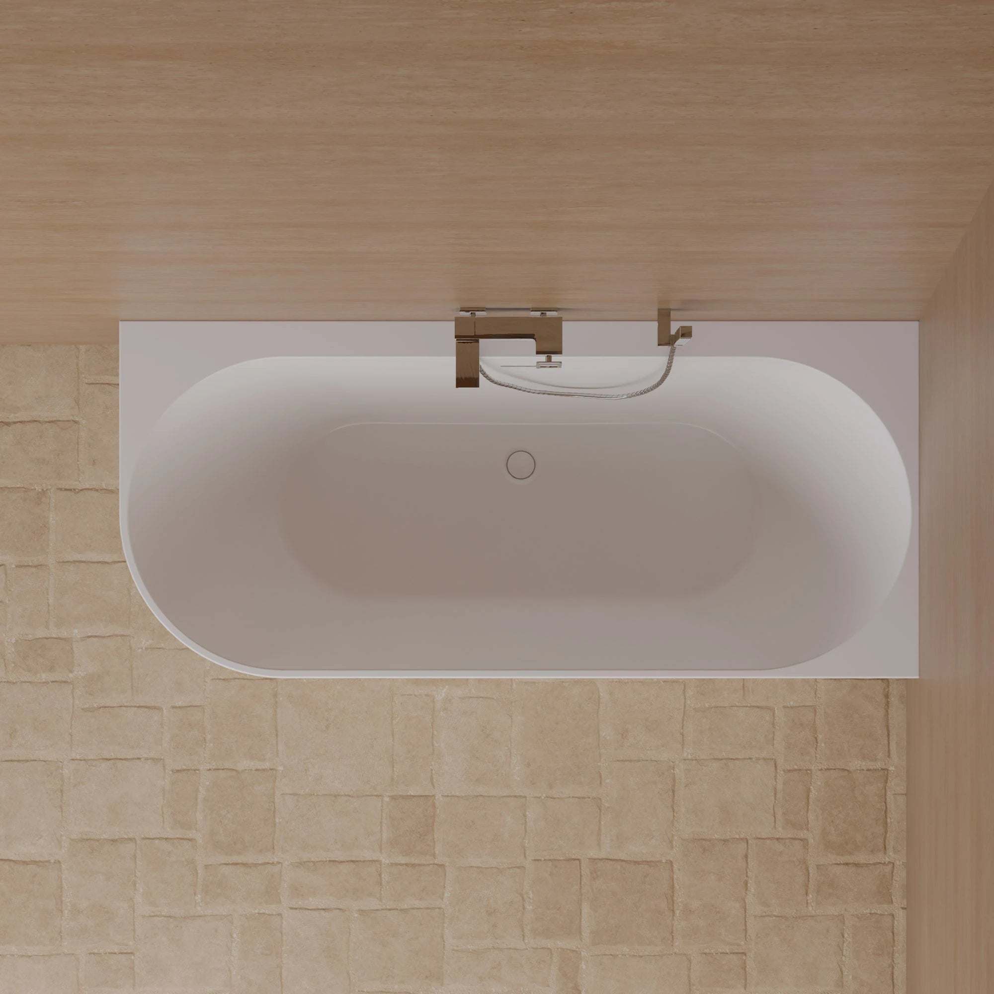 Baignoire Semi-îlot Murale D'angle Cosmic 170 Droite Blanche 170 X76 X58 Cm, By Spalina - 2