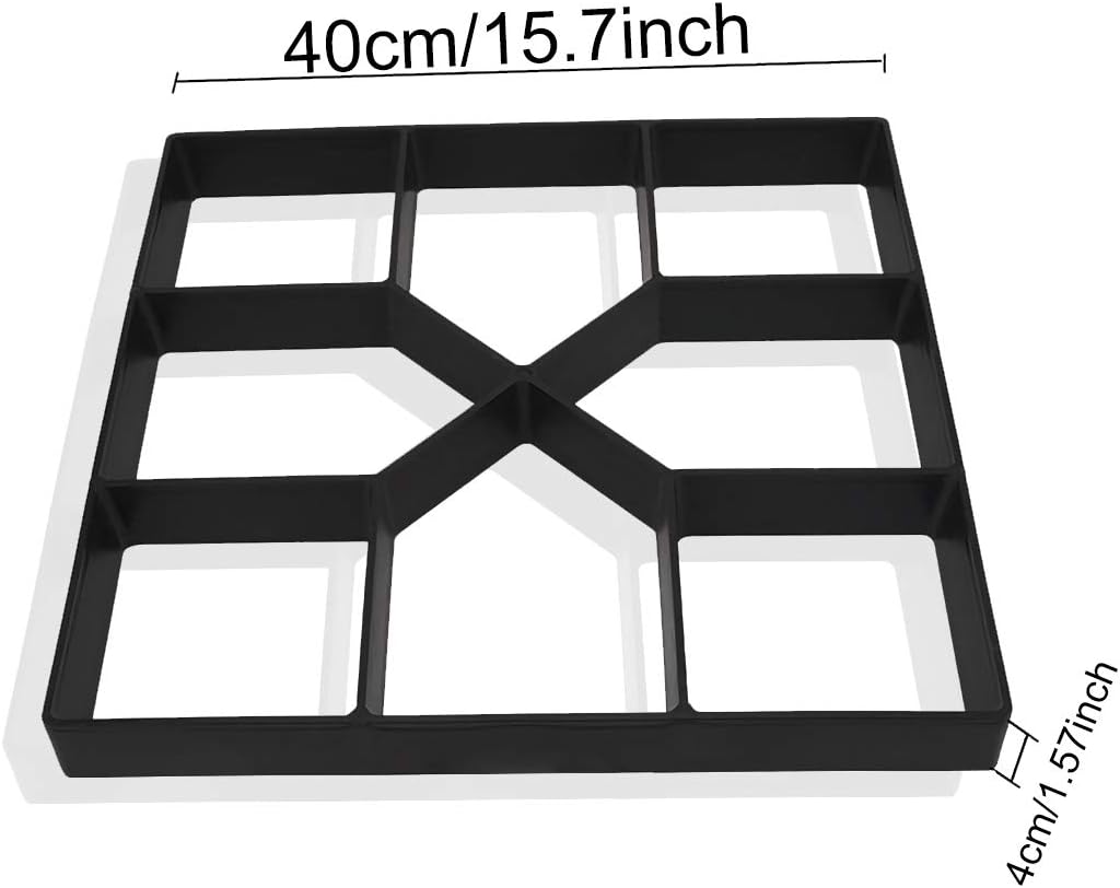 Forma betonowa do odlewania płyt chodnikowych, forma do tworzenia ścieżek, kostka brukowa DIY 40 x 40 cm do płyt cementowych na patio i do ogrodu
