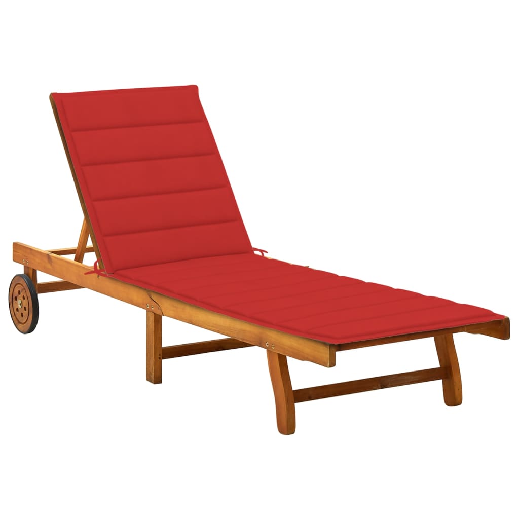 Lettino Prendisole da Giardino | Sedia a Sdraio | Chaise Longue con Cuscino Massello di Acacia CFW601144 - 2