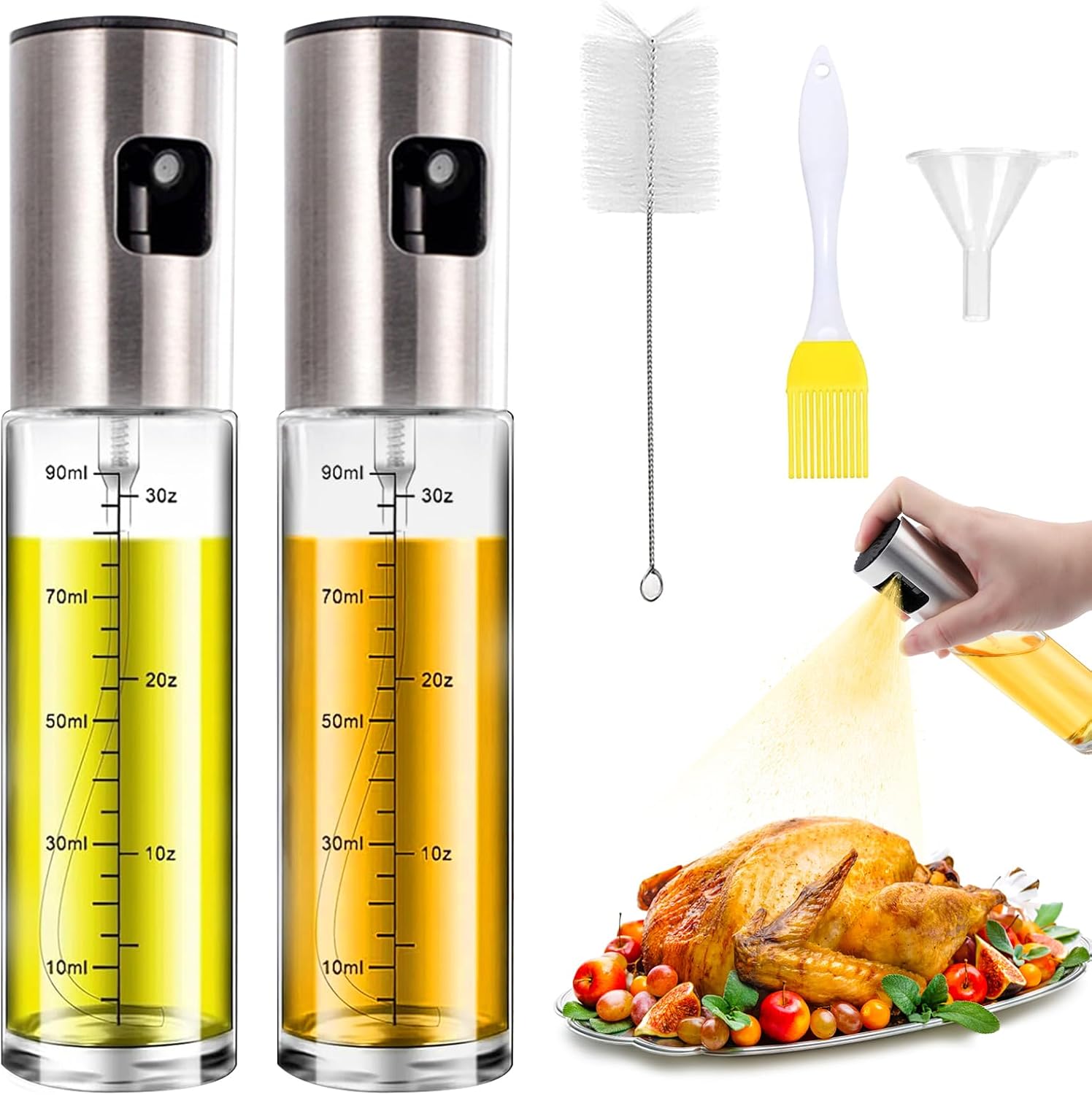 Set 2 Bottiglie Per Olio Con Pennello In Silicone – Vetro Borosilicato, 135ml E 150ml, Per Cucina E Barbecue - 4