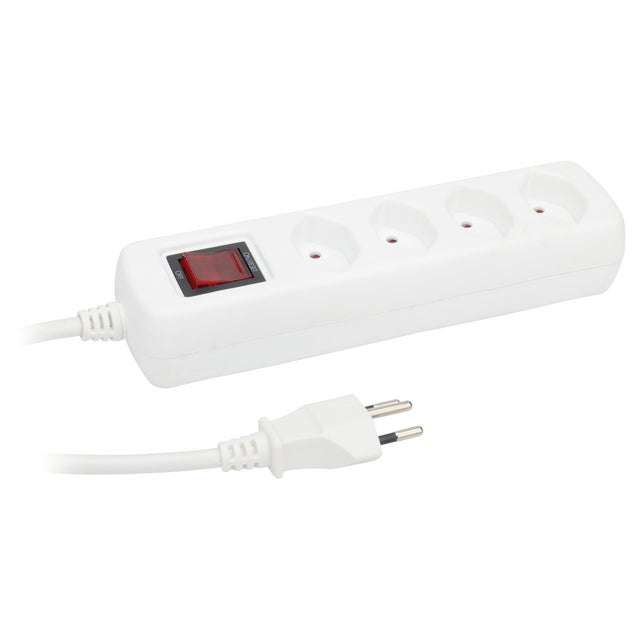 Bloc multiprise suisse 4xT13 1,5m - Blanc - Zenitech