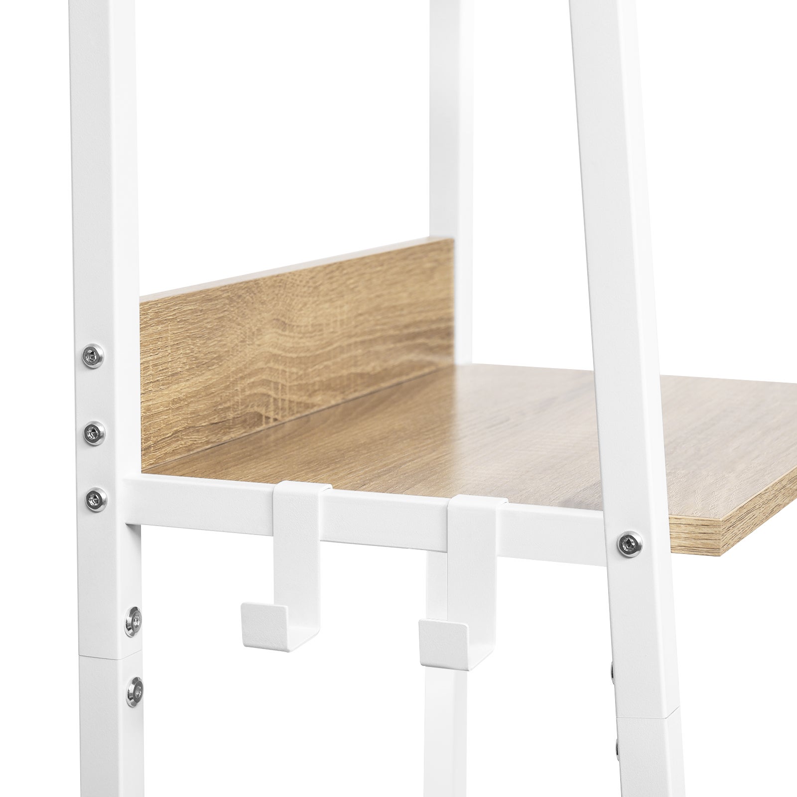 WOLTU Étagère Échelle. Étagère de Rangement à 5 Niveaux avec 4 Crochets Amovibles. Cadre en Métal. Blanc 40x170x36cm - 5