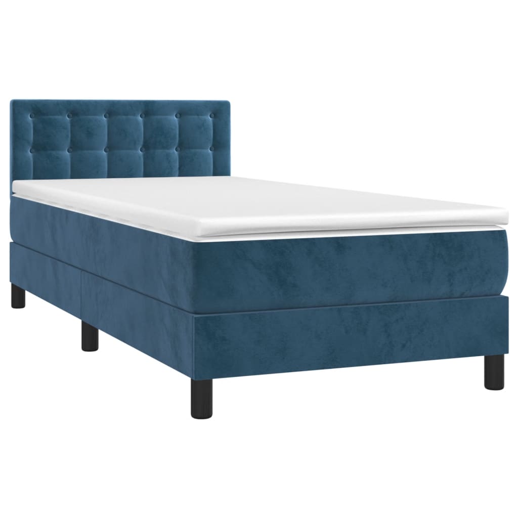 Sommier à lattes de lit avec matelas LED Bleu foncé 100x200 cm - 3