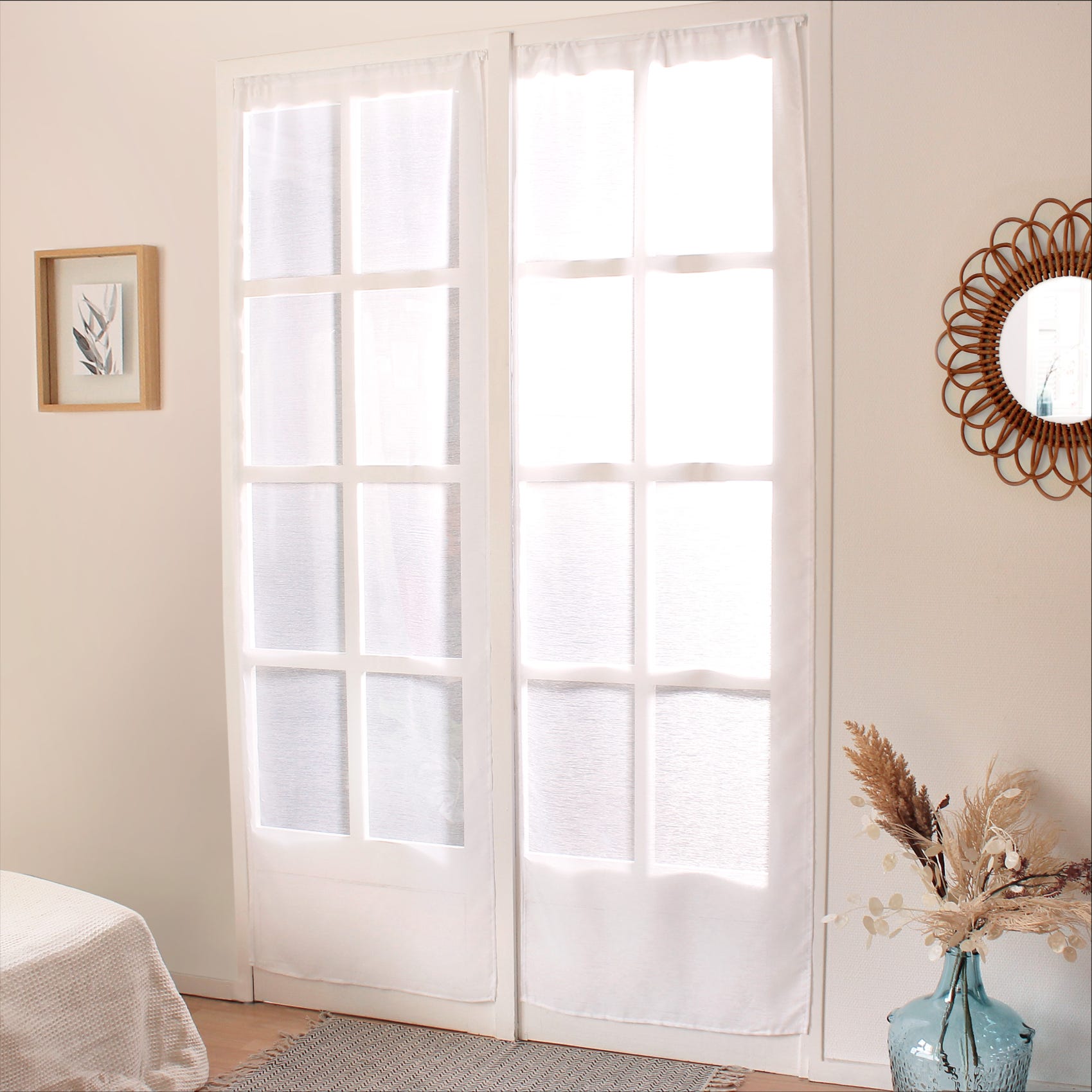 Voilage Blanc Brodés Feuilles Avec Tunnel Passe-tringle, Paire De 2X 60x90cm Prets A Poser Atout Ciel 68be94695a32f4446b66a327 Voilage Blanc Brodés Feuilles Avec Tunnel Passe-tringle, Paire De 2X 60x90cm Prets A Poser Atout Ciel 68be94695a32f4446b66a327