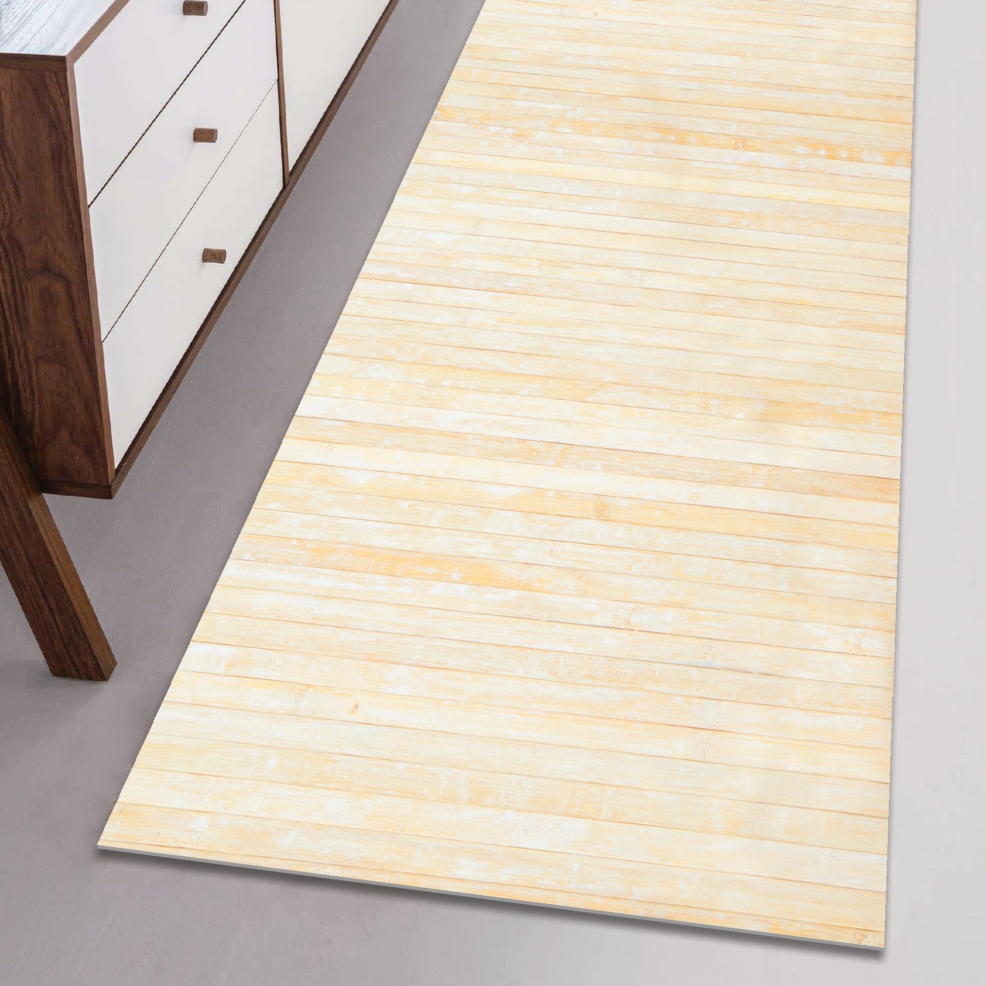 Tappeto Bamboo Style 50x280cm - Passatoia In Legno, Fondo Antiscivolo, Design Shabby Chic, Per Cucina E Bagno - Foto 8