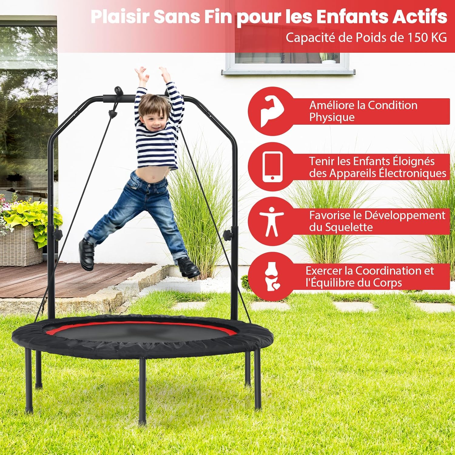 Mini trampolino da interno, 95 cm – Fitness Trainer pieghevole