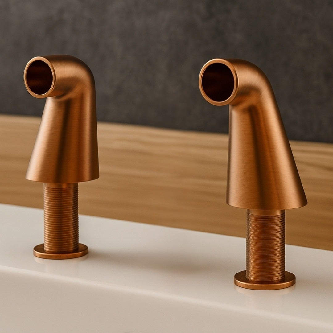 Colonnettes raccord bain-douche cuivre brossé - 2